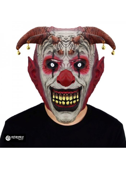 Testa Pagliaccio Diavolo Travestimento Devil Clown Halloween Horror Mask CLOWN09
